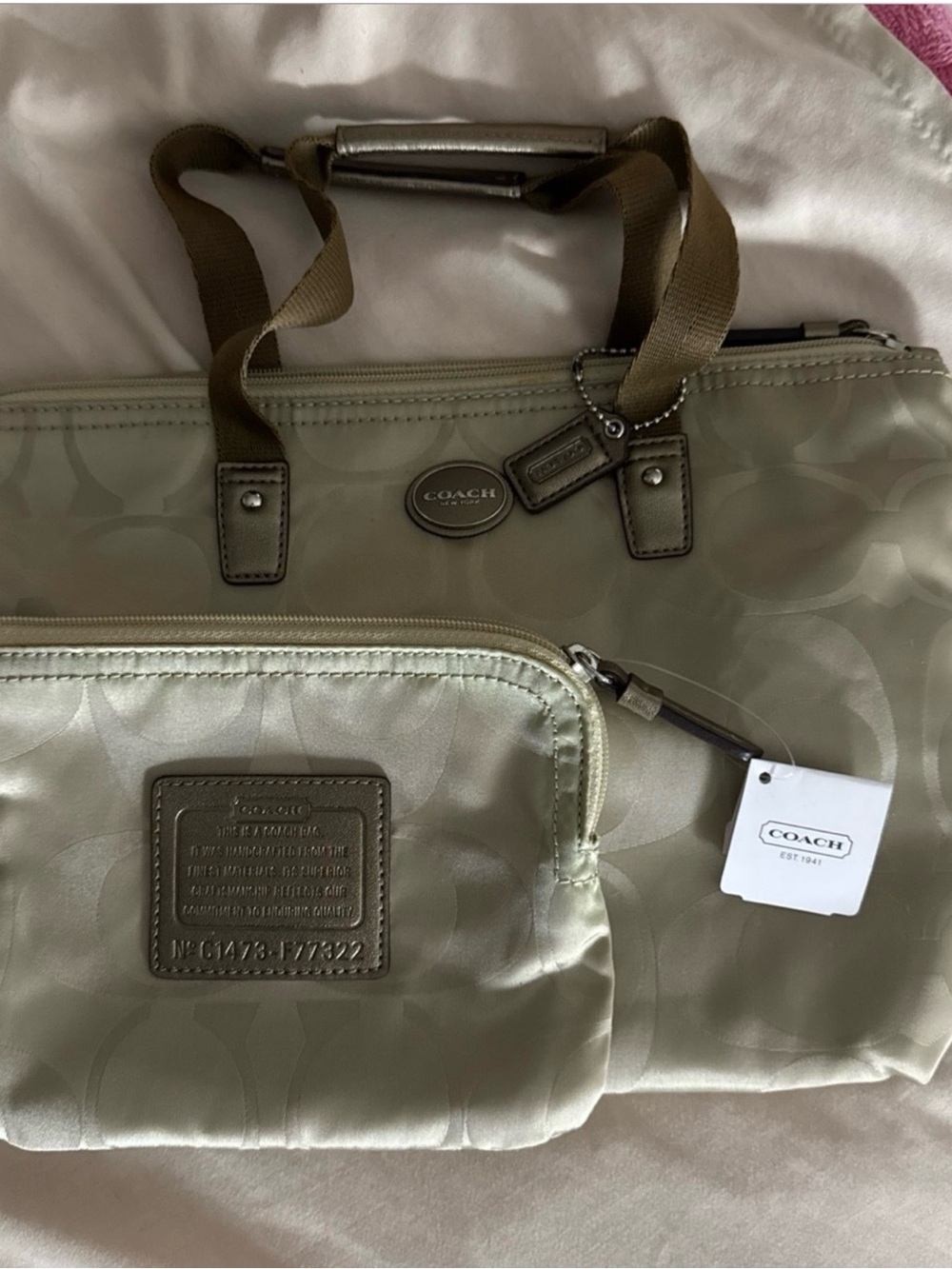 COACH 77322 Signature Travel Tote with Matching Pouch